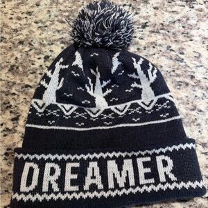 Dreamer Black and White Knit Pom-Pom Hat